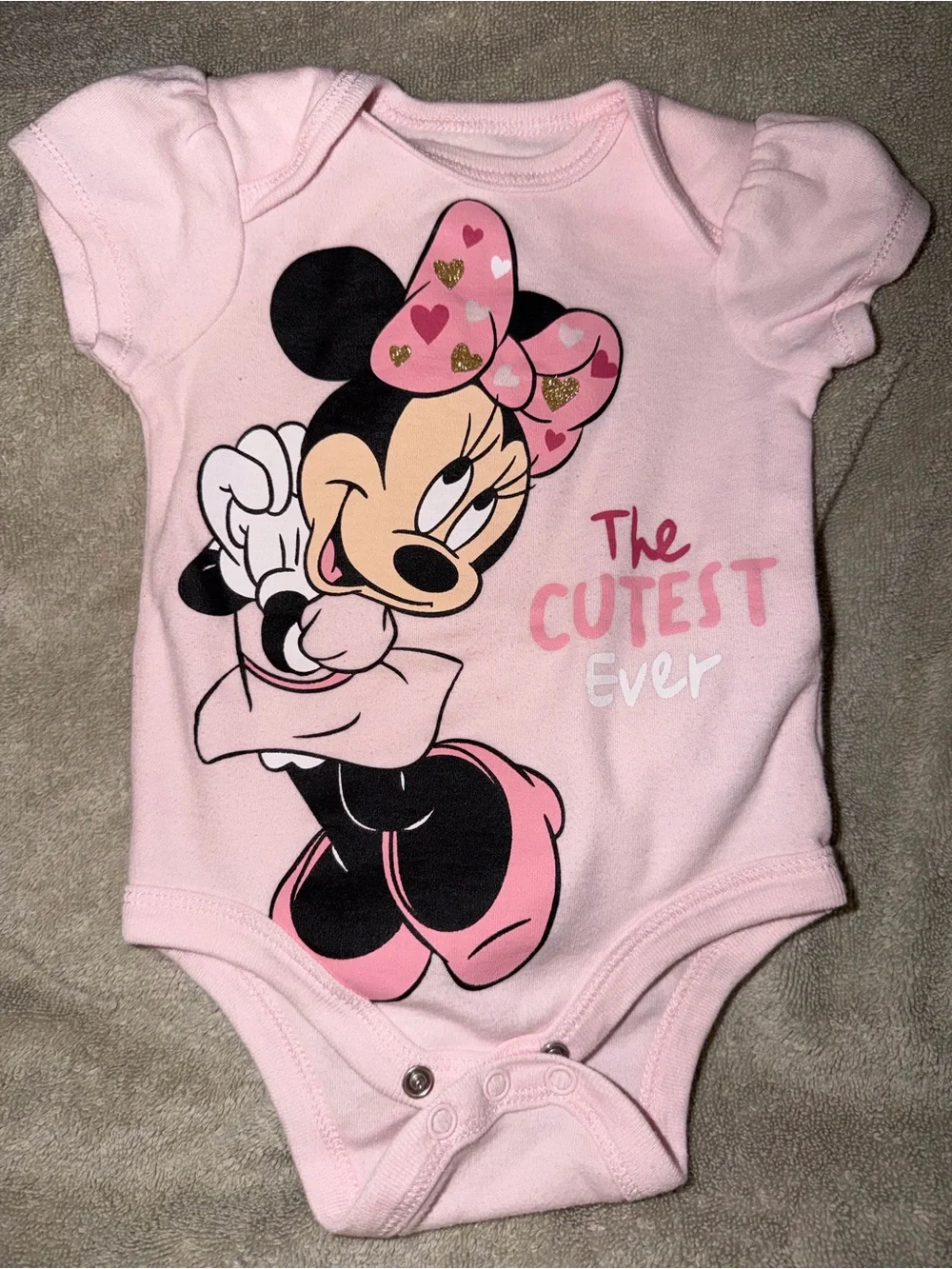 Disney Pink Minnie Mouse Graphic Baby One-Piece Bodysuit